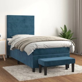 ΚΡΕΒΑΤΙ BOXSPRING ΜΕ ΣΤΡΩΜΑ ΣΚΟΥΡΟ ΜΠΛΕ 90X190 ΕΚ. ΒΕΛΟΥΔΙΝΟ 3137879