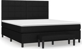 vidaXL Κρεβάτι Boxspring με Στρώμα Μαύρο 180x200 εκ. Υφασμάτινο