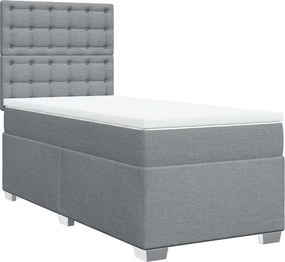 vidaXL Κρεβάτι Boxspring με Στρώμα Ανοιχτό Γκρι 80x200 εκ. Υφασμάτινο