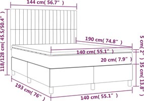 vidaXL Κρεβάτι Boxspring με Στρώμα Taupe 140x190 εκ. Υφασμάτινο