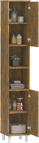 vidaXL Ντουλάπι Μπάνιου Καπνιστή Δρυς 30x30x179 εκ. Επεξεργασμένο Ξύλο