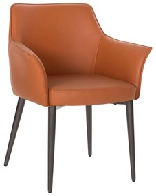 DINING CHAIR HELM  CAMEL-COLORED PU-GREY METAL LEGS 61x56x77Hcm.