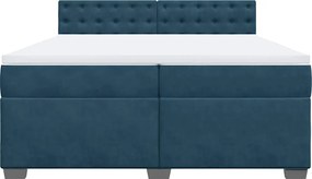vidaXL Κρεβάτι Boxspring με Στρώμα Μπλε 200x200 εκ. Βελούδινο