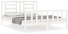 vidaXL Σκελετός Κρεβ. Χωρίς Στρώμα Λευκό 160x200 εκ Μασίφ Πεύκο