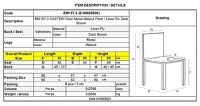 Καρέκλα CASTER Μεταλλική Βαφή Καρυδί/PU Σκ.Καφέ 45x60x89cm