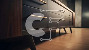 Intra Συλλεκτικό Ξύλινο Παζλ Plywood  4mm - Μοντέρνα μαύρη συρταριέρα με ορείχαλκο Σε Ξύλινο Κουτί - Διαστάσεις Puzzle: 10x10 cm – 25 κομμάτια