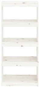 vidaXL Βιβλιοθήκη/Διαχωριστικό Χώρου Λευκή 60x30x135,5 εκ. Μασίφ Πεύκο
