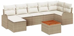 vidaXL Σετ Καναπέ Κήπου 8 pcs Μπεζ Πολυ ράταν