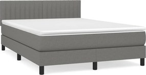 vidaXL Κρεβάτι Boxspring με Στρώμα Σκούρο Γκρι 140x190 εκ. Υφασμάτινο