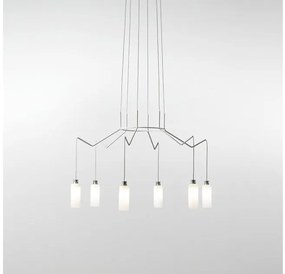 Πολυέλαιος Κρεμαστό Φωτιστικό Οροφής 6xLED 4,2W Dimmable Triac Φυσητό Pyrex Γυαλί Chan BT6 Prandina-1C03001011201-Ορείχαλκος 1C03001011201