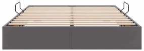 vidaXL Κρεβάτι Αποθήκης με στρώμα Γκρι 140 x 190 cm Τεχνητό δέρμα
