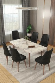 Stewehome Σετ Τραπεζαρίας 6 Ατόμων Επεκτεινόμενο μαύρο 80x130x78 cm