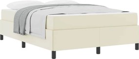 vidaXL Σκελετός Κρεβατιού με στρώμα Κρεμ 140 x 190 cm ύφασμα