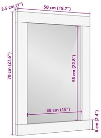 Καθρέφτης Μπάνιου 50x70 εκ. από Μασίφ Ξύλο Μάνγκο/Γυαλί - Καφέ