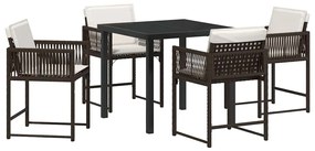 vidaXL Σέτ φαγητού για κήπο 5 pcs Καφέ συνθετικό ρατάν
