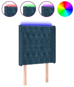 Κεφαλάρι Κρεβατιού LED Σκούρο Μπλε 83x16x118/128εκ. Βελούδινο - Μπλε
