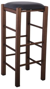 WOODWELL ΤΑΒΕΡΝΑΣ Σκαμπό BAR, Οξιά Βαφή Εμποτισμός Καρυδί, Κάθισμα Pu Μαύρο 35x35x81cm Ρ977,Ε2Τ