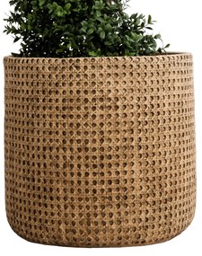 GloboStar® Artificial Garden GIUSEPPE 20800 Διακοσμητικό Πολυεστερικό Τσιμεντένιο Κασπώ Γλάστρα - Flower Pot Καφέ Φ35 x Υ33cm