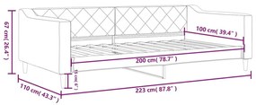 Καναπές Κρεβάτι Ανοιχτό Γκρι 100 x 200 εκ. Υφασμάτινος - Γκρι