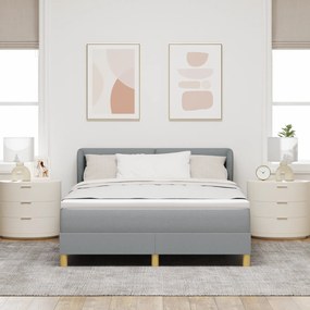 vidaXL Κρεβάτι Box Spring με στρώμα - Ανοιχτό γκρι, 140x200 εκ., Ύφασμα