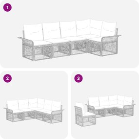 vidaXL Σετ Καναπέ Κήπου 5 pcs Μπεζ συνθετικό ρατάν