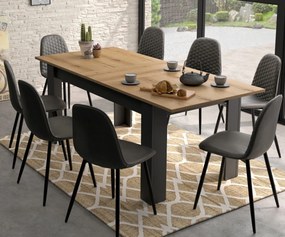 Manchester τραπέζι επεκτεινόμενο 160/200x90x77εκ. Helvezia Oak / Black