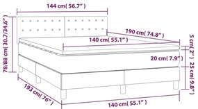 Κρεβάτι Boxspring με Στρώμα Γκρι 140x190εκ. από Συνθετικό Δέρμα - Γκρι