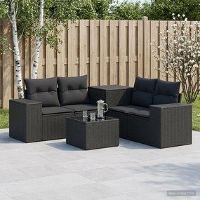 vidaXL Σετ Καναπέ 6 τμχ. Μαύρο 55 x 55 x 37 εκ Πολυ-ρακί και Χάλυβας
