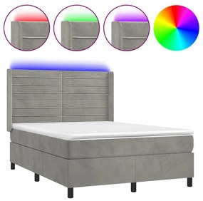 ΚΡΕΒΑΤΙ BOXSPRING ΜΕ ΣΤΡΩΜΑ&amp;LED ΑΝ. ΓΚΡΙ 140X190 ΕΚ. ΒΕΛΟΥΔΙΝΟ 3139619