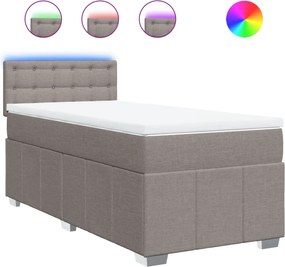 vidaXL Κρεβάτι Boxspring με Στρώμα Taupe 90x190 εκ.Υφασμάτινο