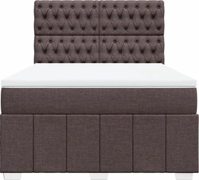 vidaXL Κρεβάτι Boxspring με Στρώμα Σκούρο Καφέ 140x200 εκ Υφασμάτινο