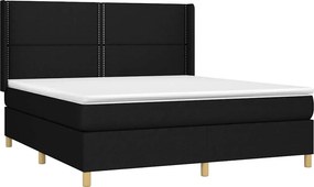 vidaXL Κρεβάτι Boxspring με Στρώμα &amp; LED Μαύρο 160x200 εκ. Υφασμάτινο