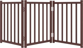 vidaXL Πύλη σκύλου πτυσσόμενη 3 πάνελ καφέ δρυς 150 εκ. Μασίφ Ελάτη