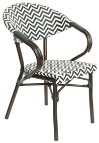 Πολυθρόνα Κήπου ArteLibre HARUTO Λευκό/Μαύρο/Καφέ Μπαμπού/Rattan 57x57x82cm