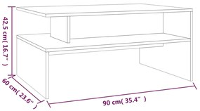 vidaXL Τραπεζάκι Σαλονιού Καπνιστή Δρυς 90x60x42,5 εκ. Επεξεργ. Ξύλο