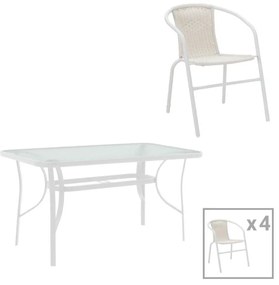 Τραπεζαρία Valor-Obbi I σετ 5τεμ μέταλλο-pe λευκό