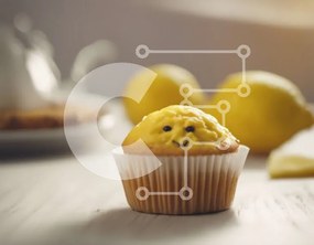 Σετ των 2 Intra Συλλεκτικό Ξύλινο Παζλ Plywood 4mm - Κίτρινο Cupcake με χαμογελαστό πρόσωπο και λεμόνια Σε Ξύλινο Κουτί - Διαστάσεις: 10x10 cm – 25 κομμάτια