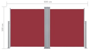Σκίαστρο Πλαϊνό Συρόμενο Κόκκινο 100 x 600 εκ. - Κόκκινο
