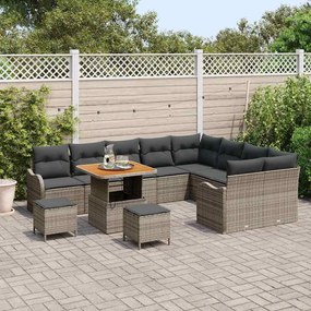 vidaXL Σετ Καναπέ Κήπου 12 pcs Γκρι συνθετικό ρατάν