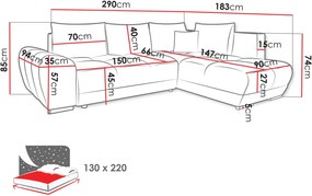 Γωνιακός καναπές Forrest-Gkri Skouro-Δεξιά