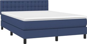 vidaXL Κρεβάτι Boxspring με Στρώμα Μπλε 140x200 εκ. Υφασμάτινο