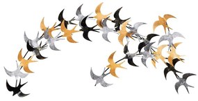 Megapap Διακοσμητικό Τοίχου Birds Μεταλλικό Μαύρο - Bronze - Ασημί 137x1,5x62εκ.