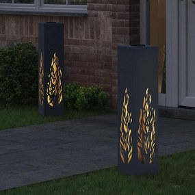 vidaXL Ηλιακό LED Φως Δρόμου 2 pcs Θερμό λευκό 18 x 18 x 80 εκ.