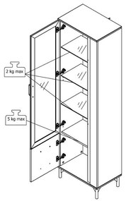 Βιτρίνα Corsica 1K VS1 Flagstaff Oak - Μαύρο 54,5x35x193 εκ. 54.5x35x193 εκ.