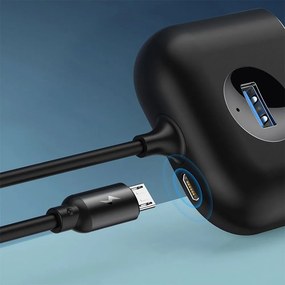Baseus Square round 4 in 1 USB HUB Adapter (1xUSB3.0 &amp; 3xUSB2.0) 1m Black Μαύρο