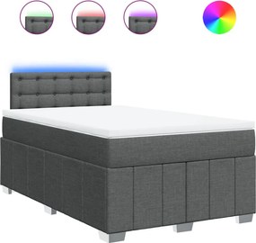 vidaXL Κρεβάτι Boxspring με Στρώμα Σκούρο Γκρι 120x190 εκ Υφασμάτινο