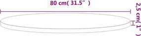 vidaXL Επιφάνεια Τραπεζιού Στρογγυλή Ø80x2,5 εκ. Μασίφ Ξύλο Οξιάς