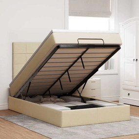 Οθωμανικό κρεβάτι με στρώμα Cream 120x200cm ύφασμα