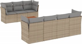 vidaXL Patio Sofa Set 7-θέσια Μικτό μπεζ και γκρι