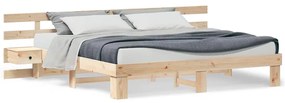 vidaXL Σκελετός Κρεβατιού Καφέ 200 x 200 cm Μασίφ ξύλο πεύκου